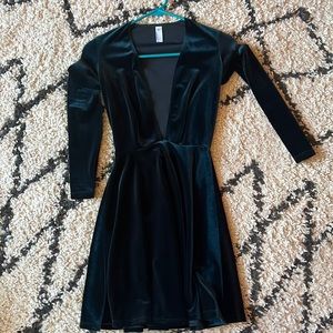 American Apperal low cut, velvet mini dress